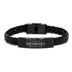 I'm from Georgia, Deal with it, Proud Georgia State Braided Leather Bracelet Gift Idea