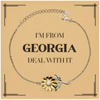 I'm from Georgia, Deal with it, Proud Georgia State Gifts, Georgia Sunflower Bracelet Gift Idea, Christmas Gifts for Georgia People, Coworkers, Colleague