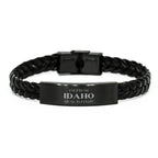 I'm from Idaho, Deal with it, Proud Idaho State Braided Leather Bracelet Gift Idea