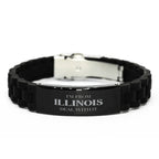 I'm from Illinois, Deal with it, Proud Illinois State Black Glidelock Clasp Bracelet Gift Idea