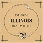 I'm from Illinois, Deal with it, Proud Illinois State Gifts, Illinois Sunflower Bracelet Gift Idea, Christmas Gifts for Illinois People, Coworkers, Colleague