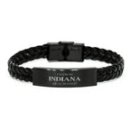 I'm from Indiana, Deal with it, Proud Indiana State Braided Leather Bracelet Gift Idea