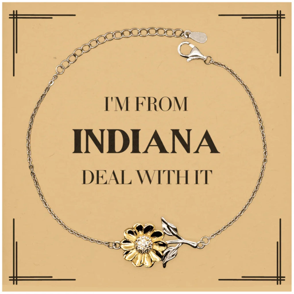 I'm from Indiana, Deal with it, Sunflower Bracelet Gift Idea