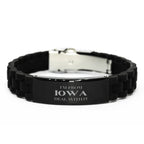 I'm from Iowa, Deal with it, Proud Iowa State Black Glidelock Clasp Bracelet Gift Idea