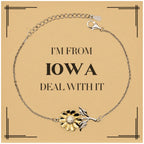 I'm from Iowa, Deal with it, Proud Iowa State Gifts, Iowa Sunflower Bracelet Gift Idea, Christmas Gifts for Iowa People, Coworkers, Colleague