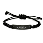 I'm from Kansas, Deal with it, Proud Kansas State Black Rope Bracelet Gift Idea