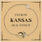 I'm from Kansas, Deal with it, Proud Kansas State Gifts, Kansas Sunflower Bracelet Gift Idea, Christmas Gifts for Kansas People, Coworkers, Colleague