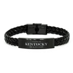 I'm from Kentucky, Deal with it, Proud Kentucky State Braided Leather Bracelet Gift Idea