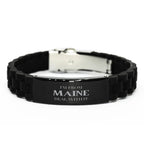 I'm from Maine, Deal with it, Proud Maine State Black Glidelock Clasp Bracelet Gift Idea