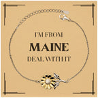 I'm from Maine, Deal with it, Proud Maine State Gifts, Maine Sunflower Bracelet Gift Idea, Christmas Gifts for Maine People, Coworkers, Colleague