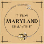 I'm from Maryland, Deal with it, Proud Maryland State Gifts, Maryland Sunflower Bracelet Gift Idea, Christmas Gifts for Maryland People, Coworkers, Colleague
