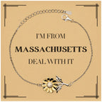 I'm from Massachusetts, Deal with it, Proud Massachusetts State Gifts, Massachusetts Sunflower Bracelet Gift Idea, Christmas Gifts for Massachusetts People, Coworkers, Colleague
