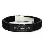 I'm from Michigan, Deal with it, Proud Michigan State Black Glidelock Clasp Bracelet Gift Idea