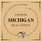 I'm from Michigan, Deal with it, Proud Michigan State Gifts, Michigan Sunflower Bracelet Gift Idea, Christmas Gifts for Michigan People, Coworkers, Colleague