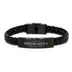 I'm from Minnesota, Deal with it, Proud Minnesota State Braided Leather Bracelet Gift Idea