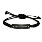 I'm from Mississippi, Deal with it, Proud Mississippi State Black Rope Bracelet Gift Idea