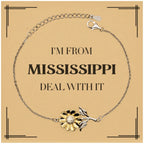 I'm from Mississippi, Deal with it, Proud Mississippi State Gifts, Mississippi Sunflower Bracelet Gift Idea, Christmas Gifts for Mississippi People, Coworkers, Colleague