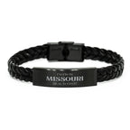 I'm from Missouri, Deal with it, Proud Missouri State Braided Leather Bracelet Gift Idea