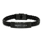 I'm from Montana, Deal with it, Proud Montana State Braided Leather Bracelet Gift Idea