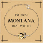 I'm from Montana, Deal with it, Proud Montana State Gifts, Montana Sunflower Bracelet Gift Idea, Christmas Gifts for Montana People, Coworkers, Colleague