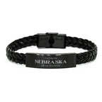 I'm from Nebraska, Deal with it, Proud Nebraska State Braided Leather Bracelet Gift Idea