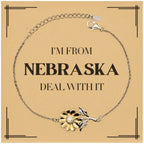 I'm from Nebraska, Deal with it, Proud Nebraska State Gifts, Nebraska Sunflower Bracelet Gift Idea, Christmas Gifts for Nebraska People, Coworkers, Colleague