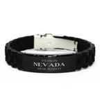 I'm from Nevada, Deal with it, Proud Nevada State Black Glidelock Clasp Bracelet Gift Idea