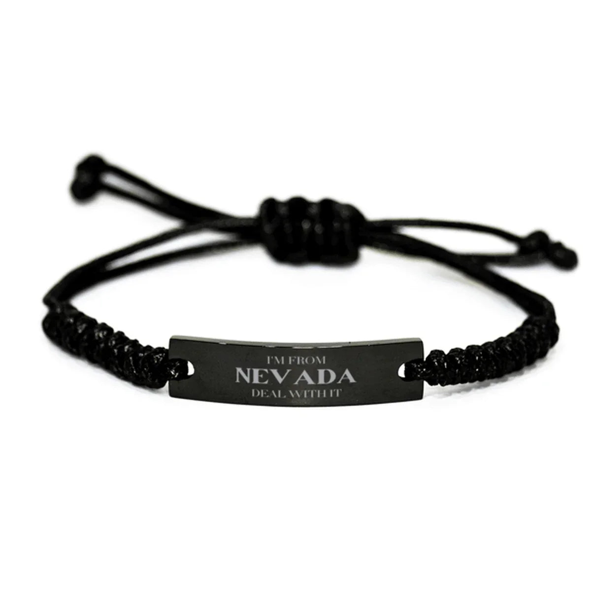I'm from Nevada, Deal with it, Proud Nevada State Black Rope Bracelet Gift Idea