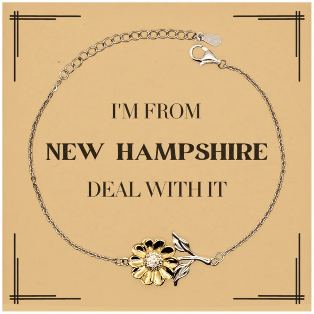 I'm from New Hampshire, Deal with it, Proud New Hampshire State Gifts, New Hampshire Sunflower Bracelet Gift Idea, Christmas Gifts for New Hampshire People, Coworkers, Colleague