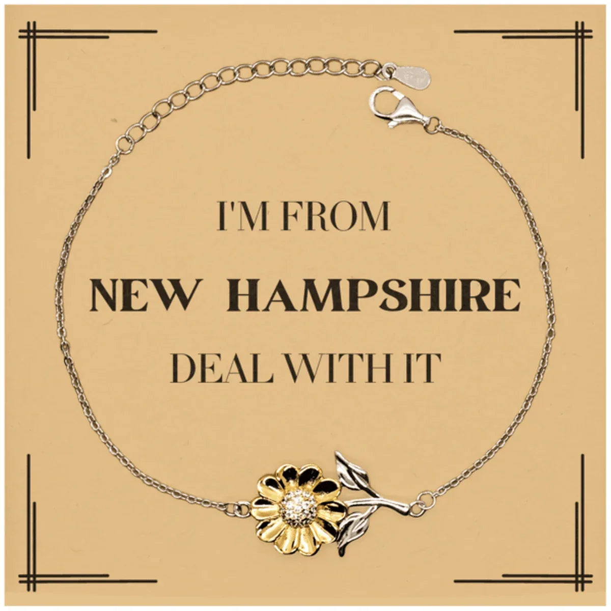 I'm from New Hampshire, Deal with it, Proud New Hampshire State Gifts, New Hampshire Sunflower Bracelet Gift Idea, Christmas Gifts for New Hampshire People, Coworkers, Colleague