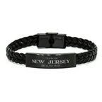 I'm from New Jersey, Deal with it, Proud New Jersey State Braided Leather Bracelet Gift Idea