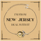 I'm from New Jersey, Deal with it, Proud New Jersey State Gifts, New Jersey Sunflower Bracelet Gift Idea, Christmas Gifts for New Jersey People, Coworkers, Colleague