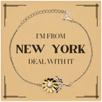 I'm from New York, Deal with it, Proud New York State Gifts, New York Sunflower Bracelet Gift Idea, Christmas Gifts for New York People, Coworkers, Colleague