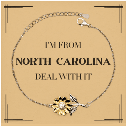 I'm from North Carolina, Deal with it, Proud North Carolina State Gifts, North Carolina Sunflower Bracelet Gift Idea, Christmas Gifts for North Carolina People, Coworkers, Colleague - Mallard Moon Gift Shop