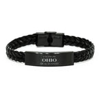 I'm from Ohio, Deal with it, Proud Ohio State Braided Leather Bracelet Gift Idea