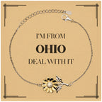 I'm from Ohio, Deal with it, Proud Ohio State Gifts, Ohio Sunflower Bracelet Gift Idea, Christmas Gifts for Ohio People, Coworkers, Colleague