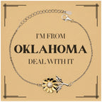 I'm from Oklahoma, Deal with it, Proud Oklahoma State Gifts, Oklahoma Sunflower Bracelet Gift Idea, Christmas Gifts for Oklahoma People, Coworkers, Colleague