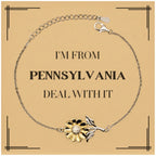 I'm from Pennsylvania, Deal with it, Proud Pennsylvania State Gifts, Pennsylvania Sunflower Bracelet Gift Idea, Christmas Gifts for Pennsylvania People, Coworkers, Colleague