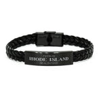I'm from Rhode Island, Deal with it, Proud Rhode Island State Braided Leather Bracelet Gift Idea