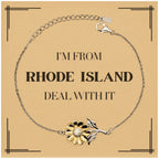 I'm from Rhode Island, Deal with it, Proud Rhode Island State Gifts, Rhode Island Sunflower Bracelet Gift Idea, Christmas Gifts for Rhode Island People, Coworkers, Colleague
