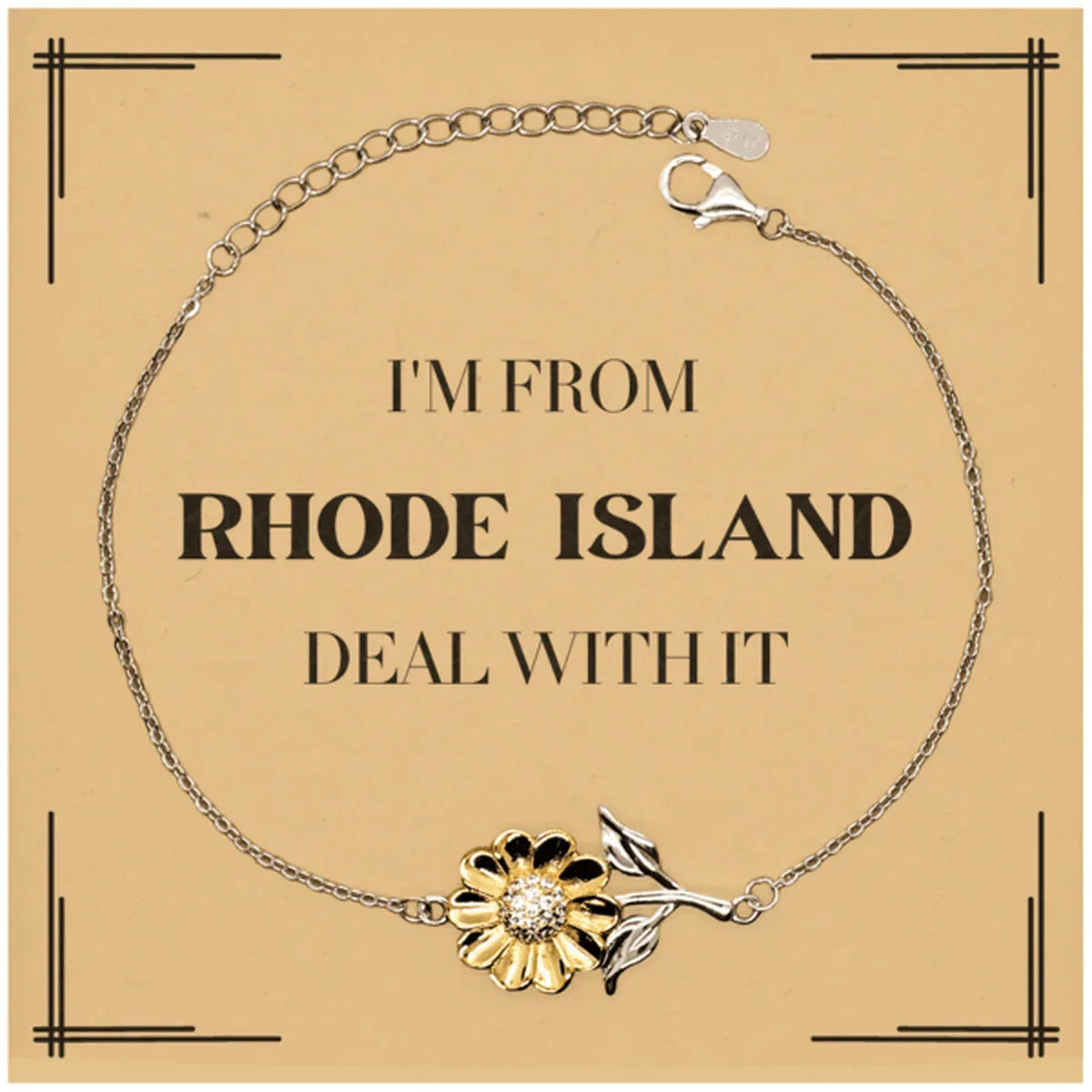 I'm from Rhode Island, Deal with it, Proud Rhode Island State Gifts, Rhode Island Sunflower Bracelet Gift Idea, Christmas Gifts for Rhode Island People, Coworkers, Colleague