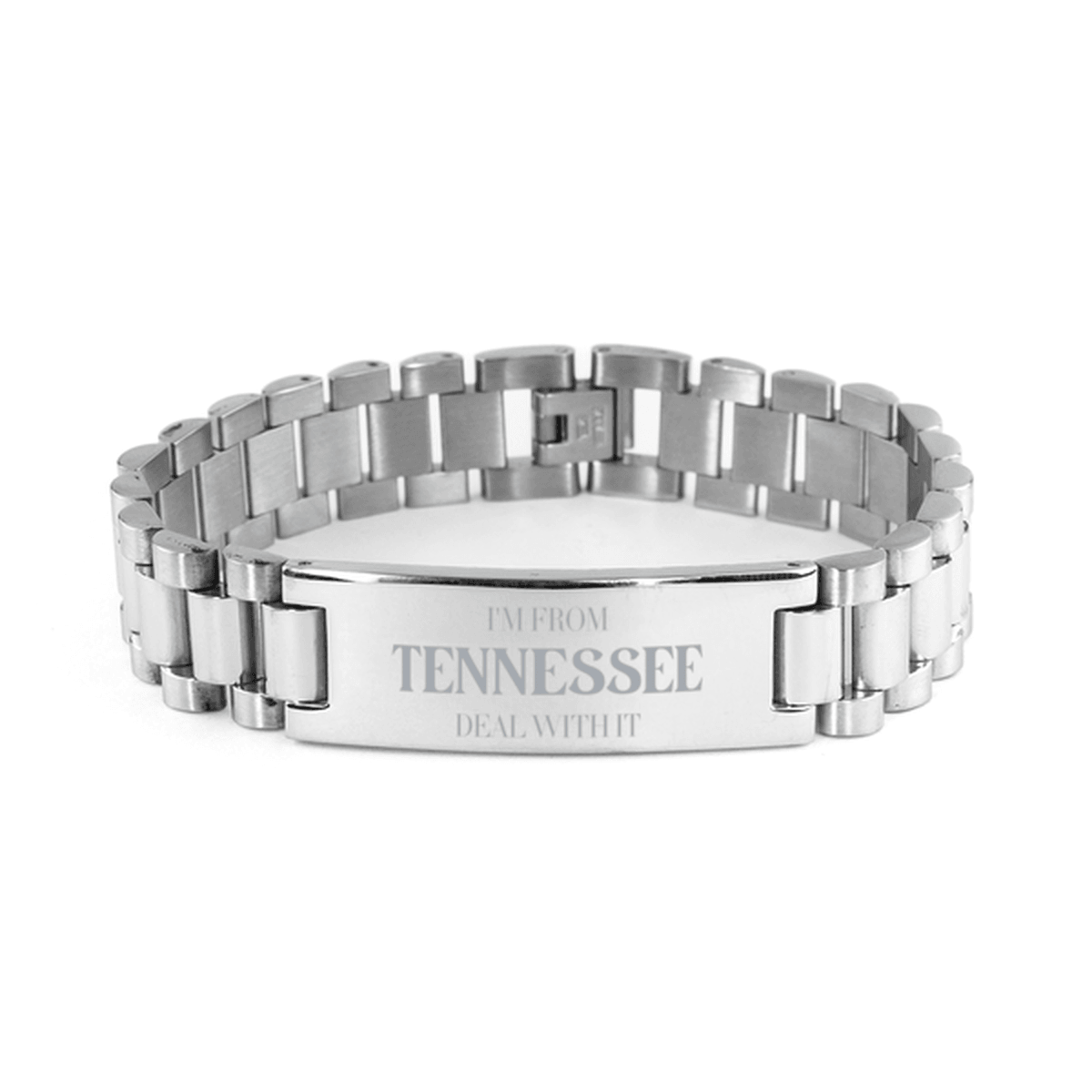 I'm from Tennessee, Deal with it, Proud Tennessee State Gifts, Tennessee Ladder Stainless Steel Bracelet Gift Idea, Christmas Gifts for Tennessee People, Coworkers, Colleague - Mallard Moon Gift Shop
