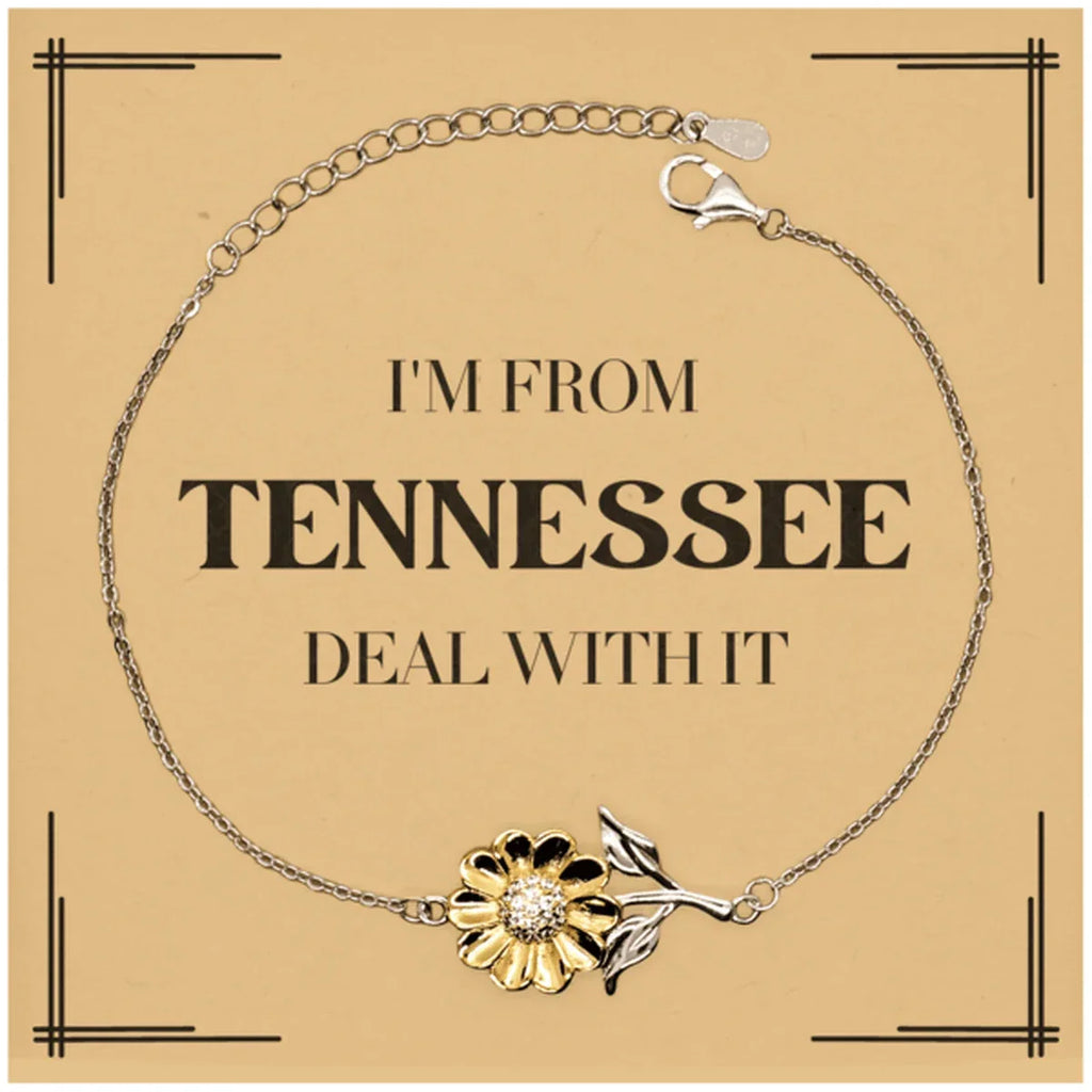 I'm from Tennessee, Deal with it, Proud Tennessee State Gifts, Tennessee Sunflower Bracelet Gift Idea, Christmas Gifts for Tennessee People, Coworkers, Colleague