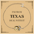 I'm from Texas, Deal with it, Proud Texas State Gifts, Texas Sunflower Bracelet Gift Idea, Christmas Gifts for Texas People, Coworkers, Colleague