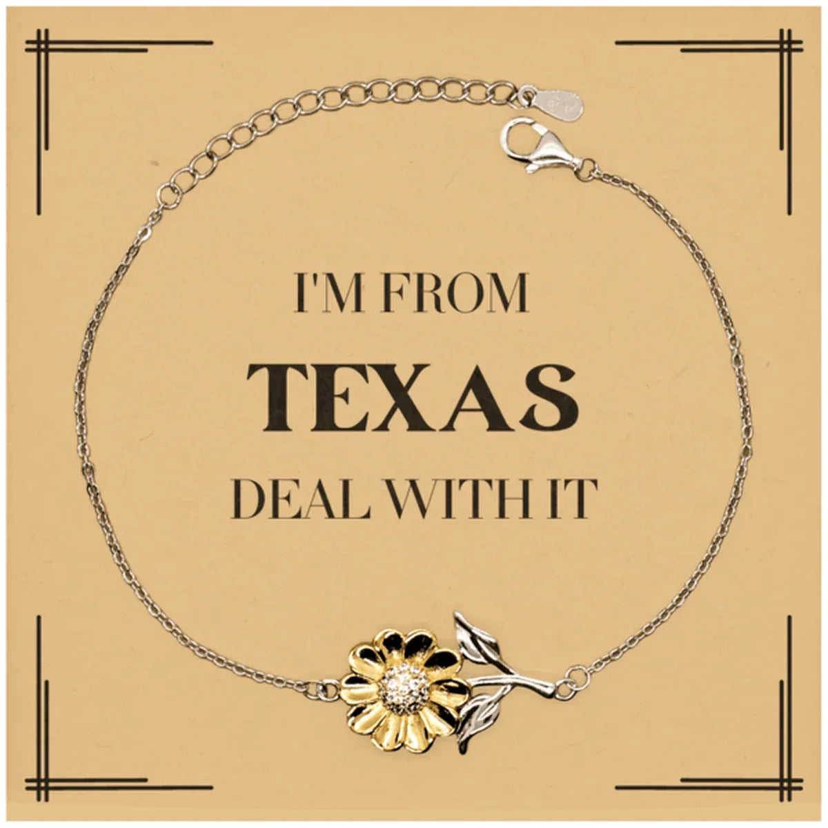 I'm from Texas, Deal with it, Proud Texas State Gifts, Texas Sunflower Bracelet Gift Idea, Christmas Gifts for Texas People, Coworkers, Colleague