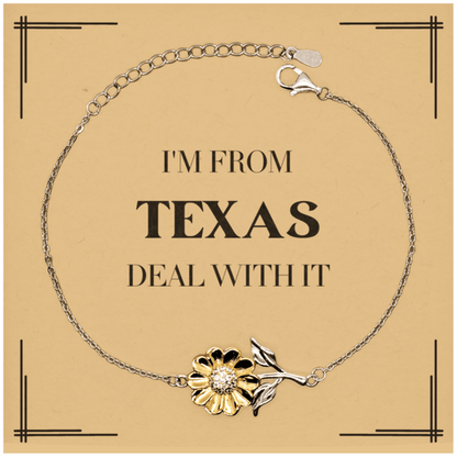 I'm from Texas, Deal with it, Proud Texas State Gifts, Texas Sunflower Bracelet Gift Idea, Christmas Gifts for Texas People, Coworkers, Colleague - Mallard Moon Gift Shop