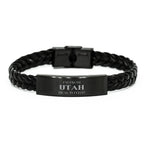 I'm from Utah, Deal with it, Proud Utah State Braided Leather Bracelet Gift Idea
