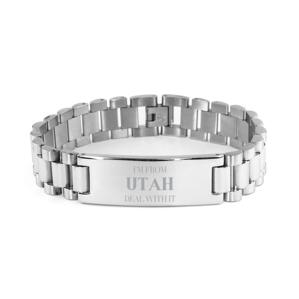 I'm from Utah, Deal with it, Proud Utah State Gifts, Utah Ladder Stainless Steel Bracelet Gift Idea, Christmas Gifts for Utah People, Coworkers, Colleague - Mallard Moon Gift Shop