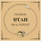 I'm from Utah, Deal with it, Proud Utah State Gifts, Utah Sunflower Bracelet Gift Idea, Christmas Gifts for Utah People, Coworkers, Colleague