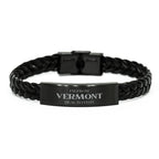 I'm from Vermont, Deal with it, Proud Vermont State Braided Leather Bracelet Gift Idea